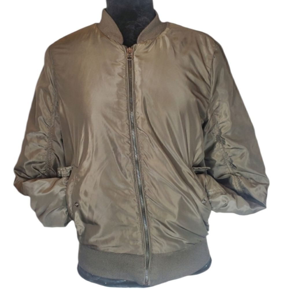 Forever 21 Green Sheen Bomber Jacket Size Medium